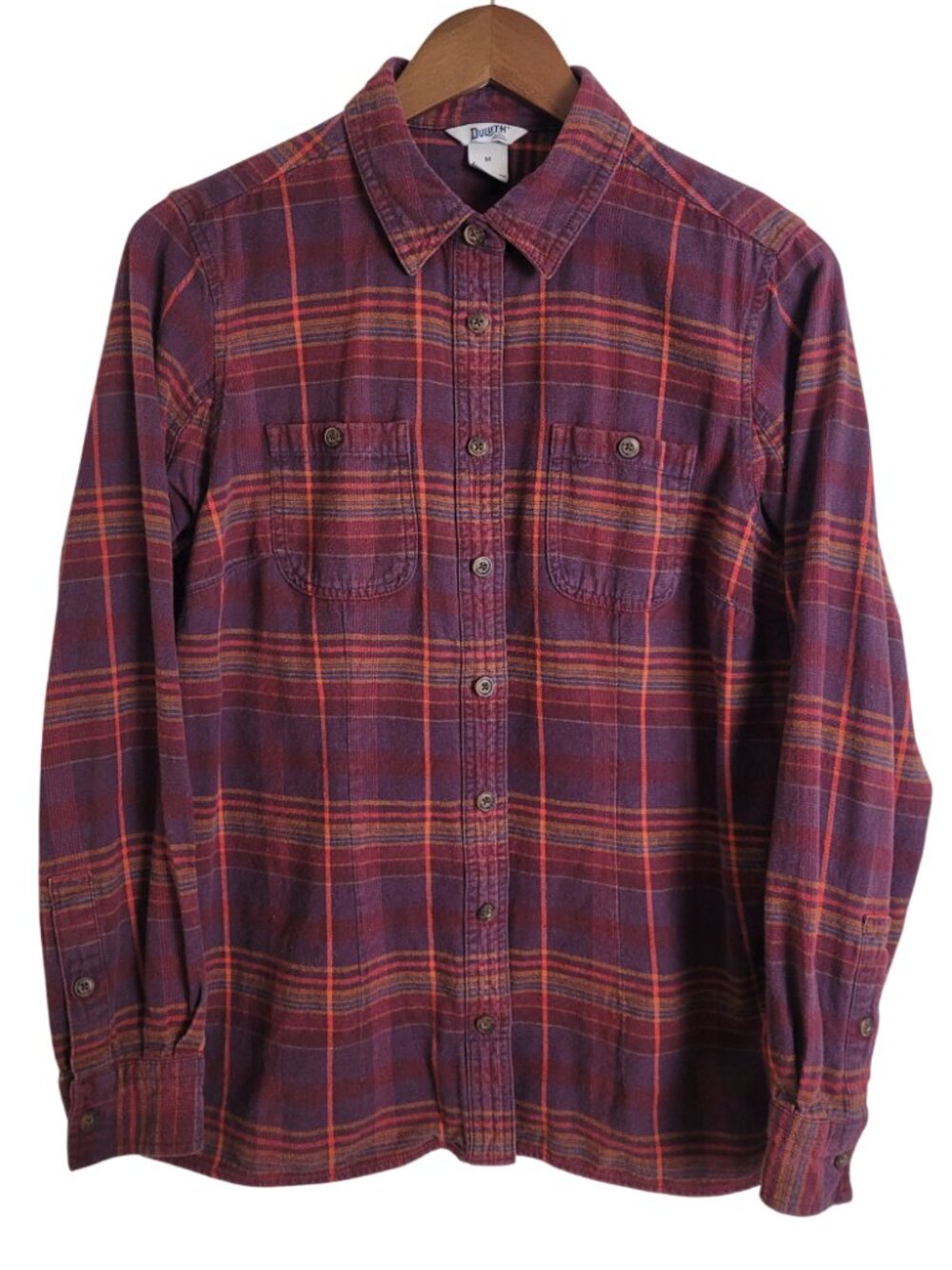 Duluth Trading Company Cotton Flannel Plaid Button Up Shirt women's medium